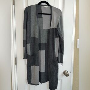 J Jill Gray Color Block Sweater Cardigan